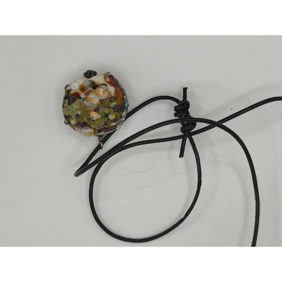 Hand Blown Art Glass Pendant Necklace Silver & Gold Nuggets 24g Artisan Lampwork - Picture 6 of 7